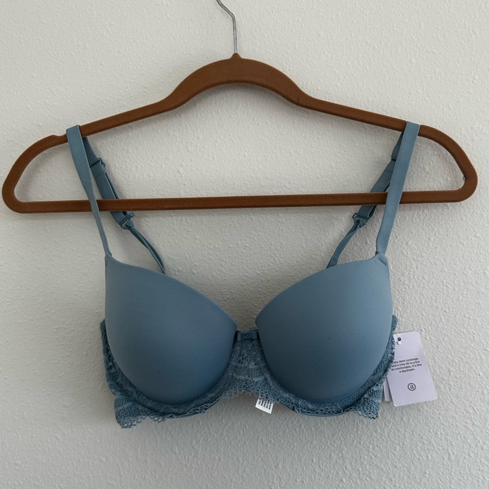 NWT Auden Bra Blue Padded Lace Trim